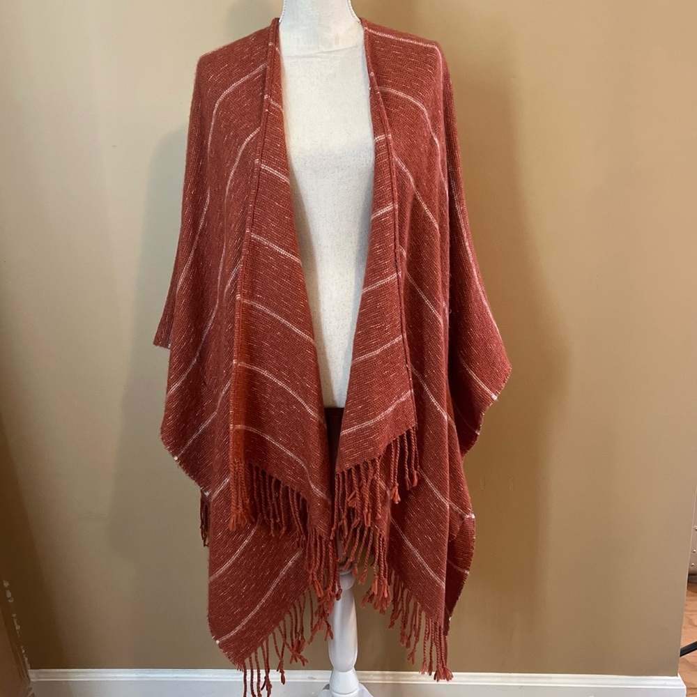 Universal Thread Osfm Orange/ Rust Shaw Wrap Swea… - image 2